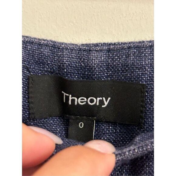 Theory Terena B Wide-Leg Linen Pants size 0 minimalist natural fiber nautical - Picture 6 of 10